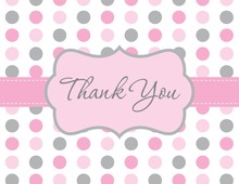Pink Gray Polka Dot Thank You Cards
