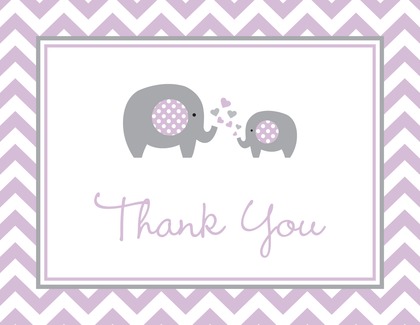 Lavender Chevron Elephant Baby Wish Cards