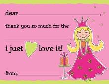 Pink Princess Green Polka Dot Fill In Thank You Cards
