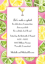 Pink Summer Birthday Celebration Cocktails Invitation