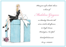 Blonde Bride on Gift Box Bridal Shower Invitations