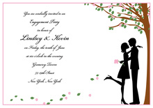 Pink Petals Silhouette Couple Invitations