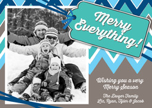 Trendy Merry Everything! Blue Photo Cards