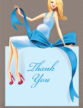 Expecting a Big Gift Boy Blonde Lady Thank You Cards