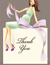 Expecting a Big Gift Neutral Brunette Lady Thank You Cards