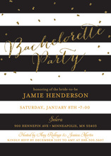 Black Stripes Gold Glitter Bachelorette Party Invitations