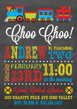 Choo Choo Train Chalkboard Birthday Invitations