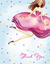 Bride With Confetti Brunette Girl Thank You Cards
