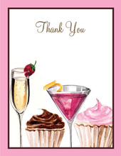Cupcakes and Cocktails Thank You Cards