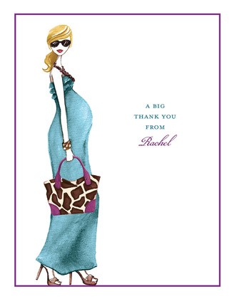 Fashionable Mom Blue Thank You Cards