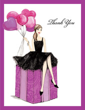 Fashionable Party Girl Thank You Cards