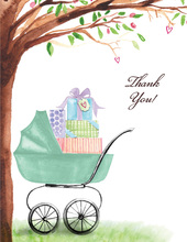 Green Beautiful Bassinet Thank You Cards