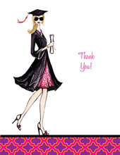 Gorgeous Grad Blonde Lady Thank You Cards