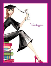 Grad on Books Thank You Cards