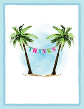 Palm Tree Party Banner Thank You Cards