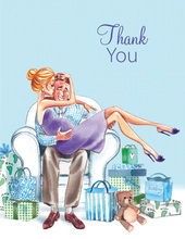 Kisses for Baby Blue Blonde Lady Thank You Cards