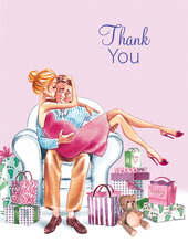 Kisses for Baby Pink Blonde Mom Thank You Cards