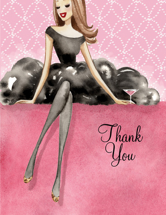 Lovely Black Dress Multicultural Thank You Cards