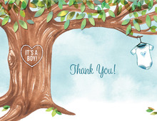 Onesie Tree Blue Baby Shower Thank You Cards