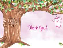 Onsie Tree Pink Baby Shower Thank You Cards