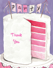 Multi Layer Pink Party Cake Thank You Cards