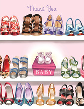 Stylish Shoe Closet Baby Girl Thank You Cards