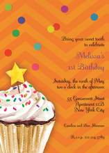 Sprinkles and Confetti Orange Birthday Invitations