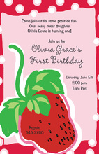 Strawberry Shortcake Polka Dots Birthday Invitations