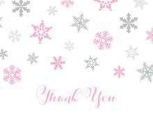 Pink Grey Snowflakes Thank You Cards
