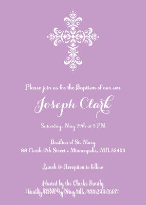Elegant Cross Pink Religious Invitations