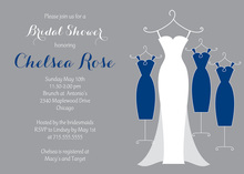 Navy Bridesmaids Dresses Bridal Shower Invitations