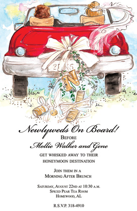 Nostalgia Honneymoon Car Wedding Invitations