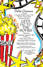 Ticket Cinema Movie Popcorn Invitations