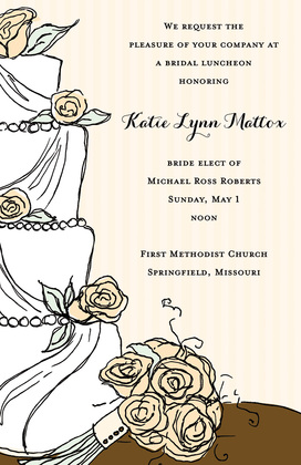 Sweet Wedding Cake Floral Decoration Invitations