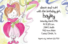 Dance and Twirl Ballerina Girl Birthday Invitations