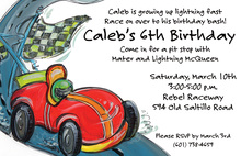 Speedy Little Race Car Boy Birthday Invitations