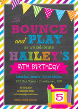 Bright Stripes Bounce House Chalkboard Invitations