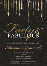 Fabulous Gold Glitter Chevron Fourty Birthday Invitations