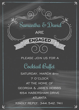Turquoise Engagement Crosshatch Chalkboard Invitation