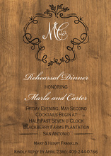 Framed Monogram on Wood Invitation
