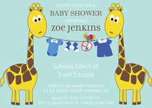 Two Cute Giraffe Boy Baby Shower Invitations