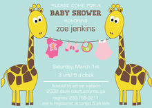 Charming Pink Giraffe Shower Invitations