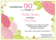 Pink Flowers Green Border Invitation