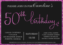 Purple Glitter Graphic Border 50th Invitation