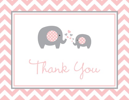 Pink Chevron Elephant Baby Wish Cards