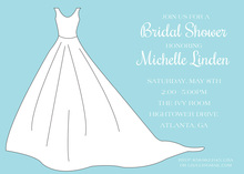 White Bridal Gown on Aqua Invitation