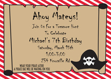 Wooden Pirate Ship Birthday Party Invitations