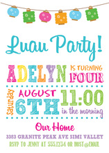 Luau Crisp Multicolor Lanterns Birthday Invitations