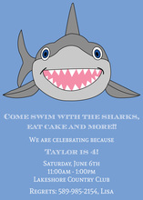 Happy Shark Birthday Party Invitations