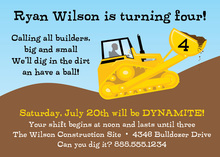 Construction Crew Yellow Bulldozer Invitations